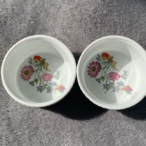 4 Vintage Lourioux “Le Faune” made in France set of floral butterfly ramekins